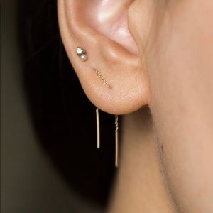 Short Stitch Threader Earring 14k Gold